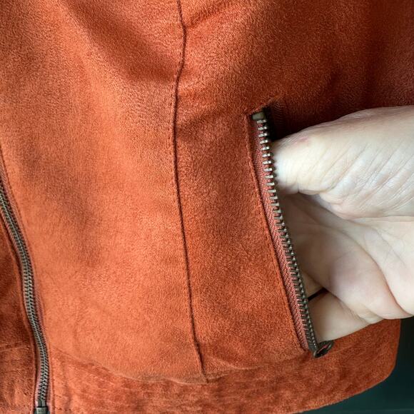 Vintage Outback Red Faux Suede Jacket M Rust Moto Fall Layer Pumpkin Spice - Picture 4 of 8